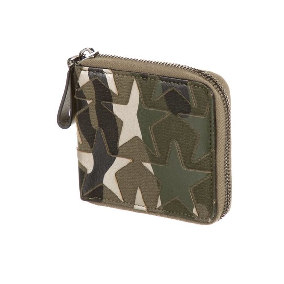 Valentino Leather Stars Embossed Camo Zip Wallet w/ coin pouch - Picture 3 of 4